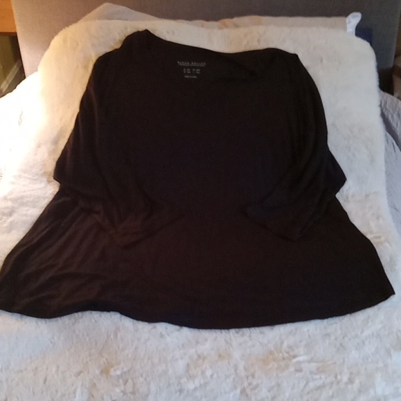 Susan Graver top size 2XP black silky rayon spandex 3/4 sleeves NWOT - Picture 2 of 5